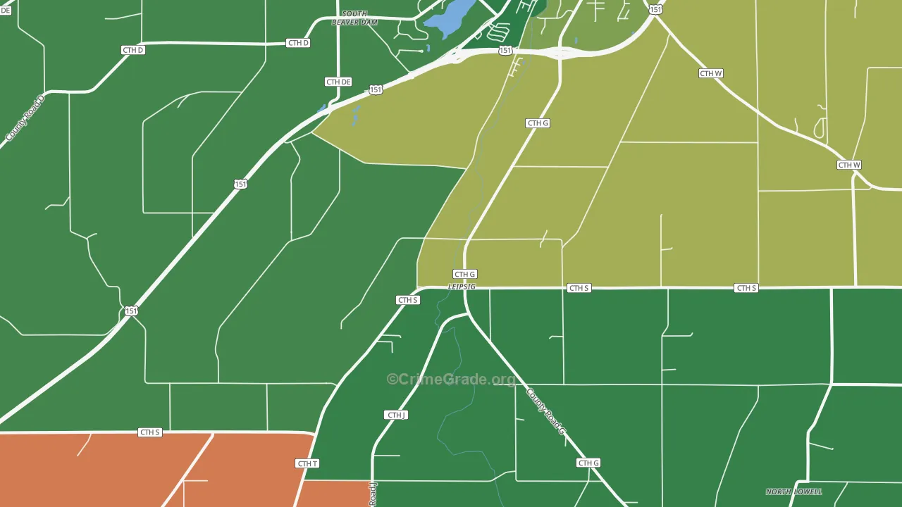 Leipsig, WI Map of Assault Rates