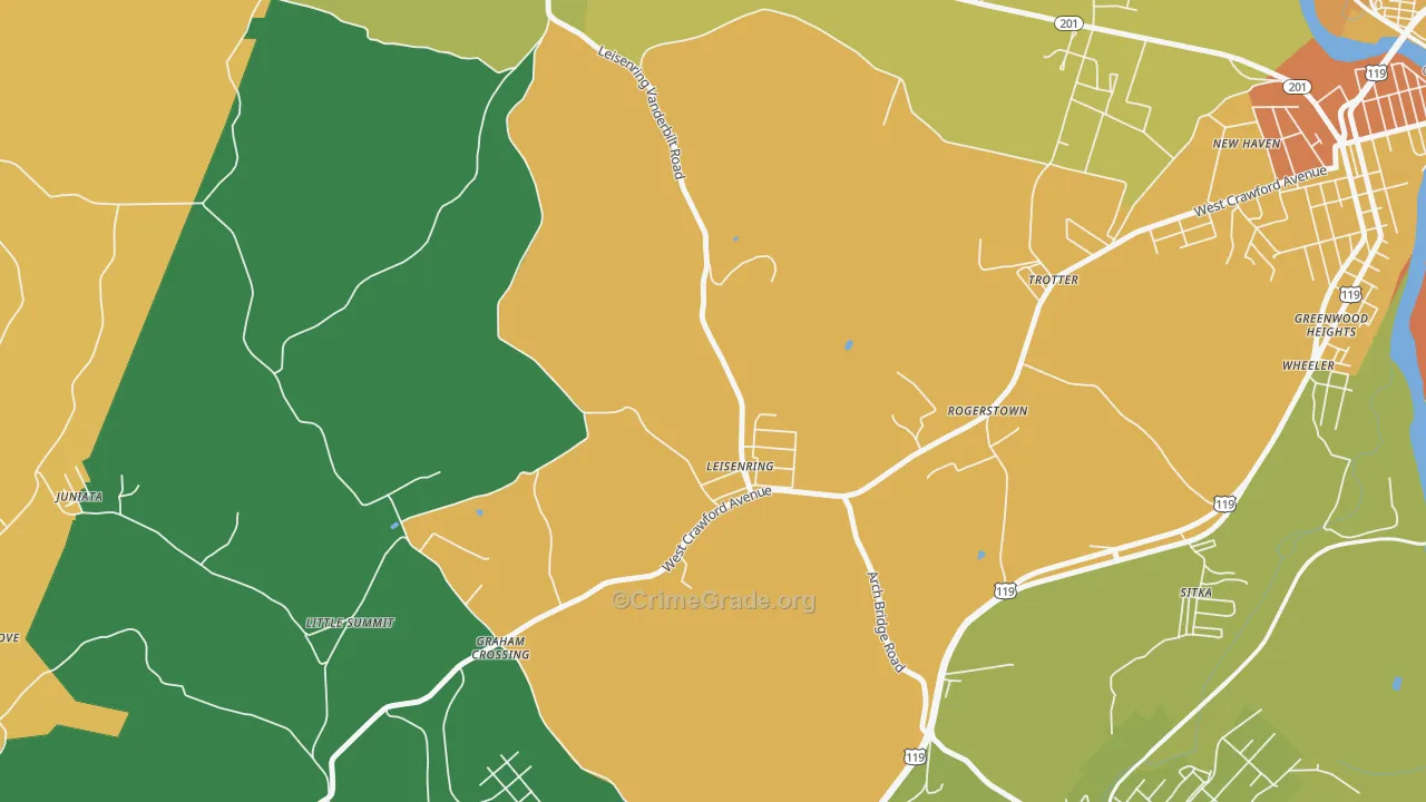 Leisenring, PA Map of Assault Rates
