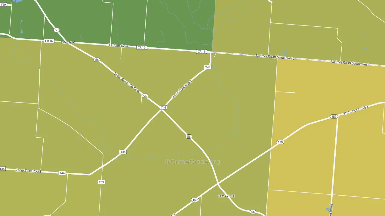 Leistville, OH Map of Assault Rates