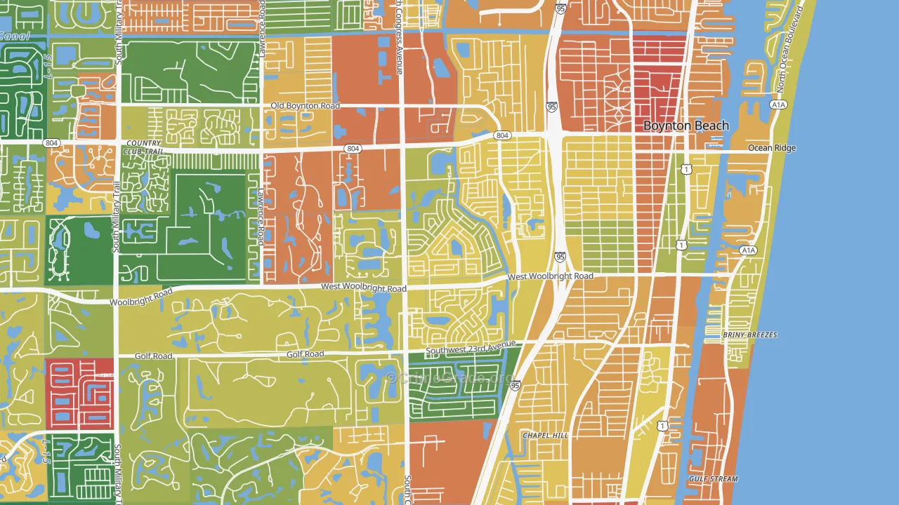 Leisureville, Boynton Beach, FL Map of Assault Rates