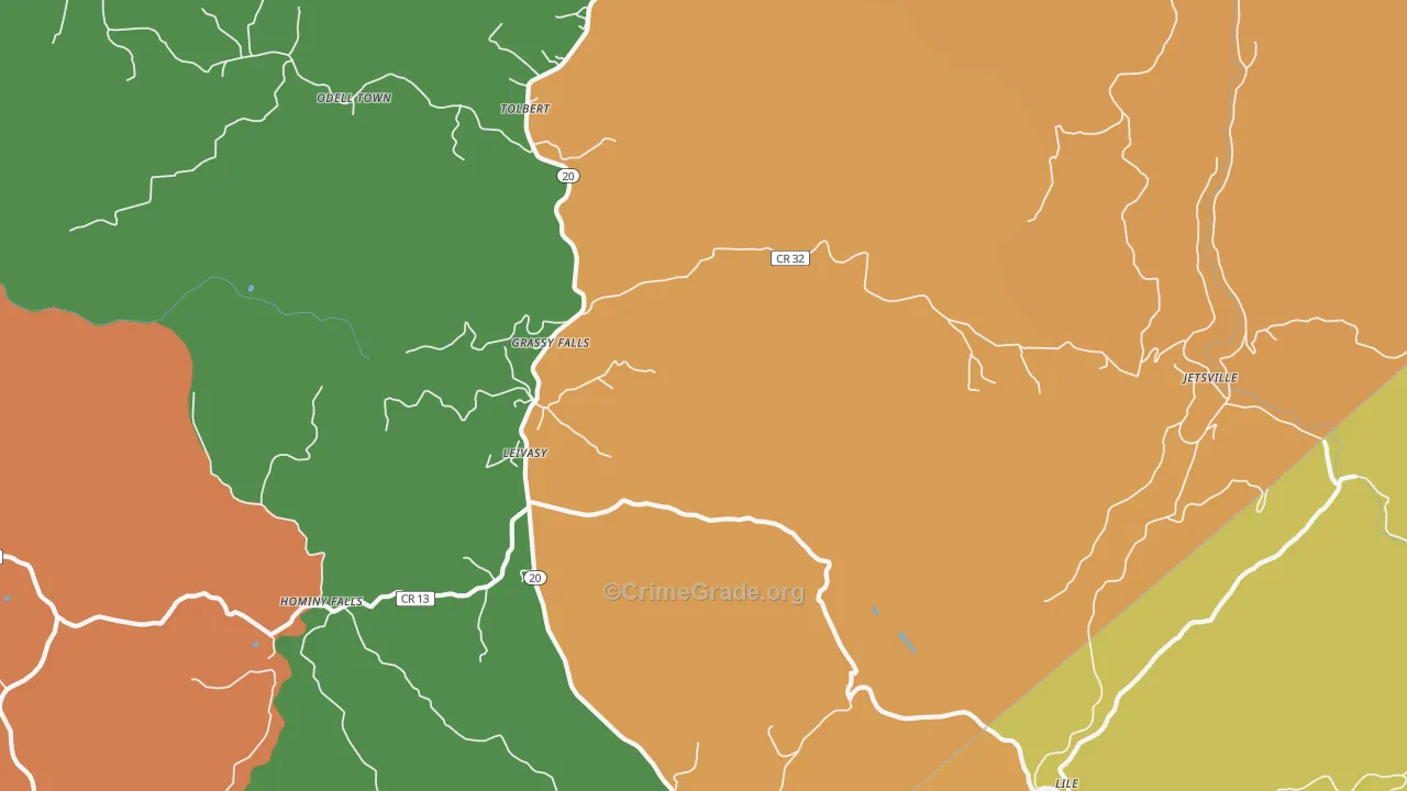 Leivasy, WV Map of Assault Rates