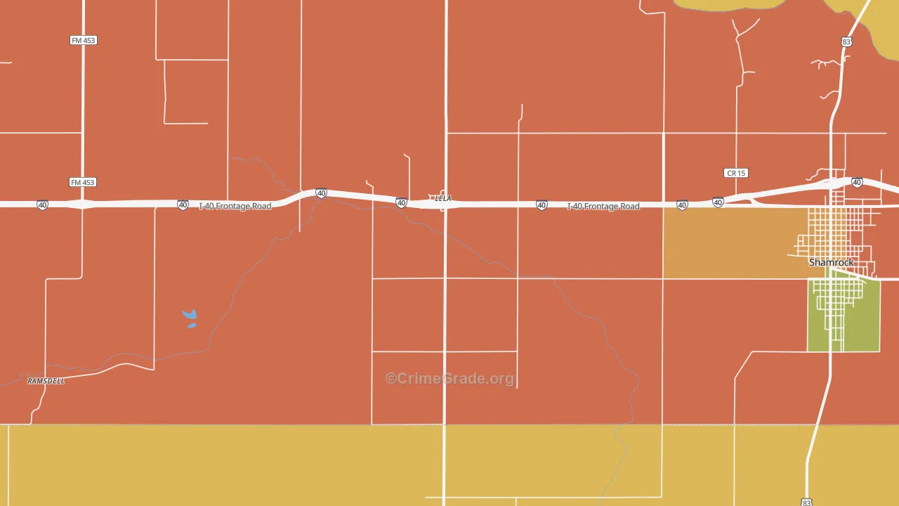 Lela, TX Map of Assault Rates