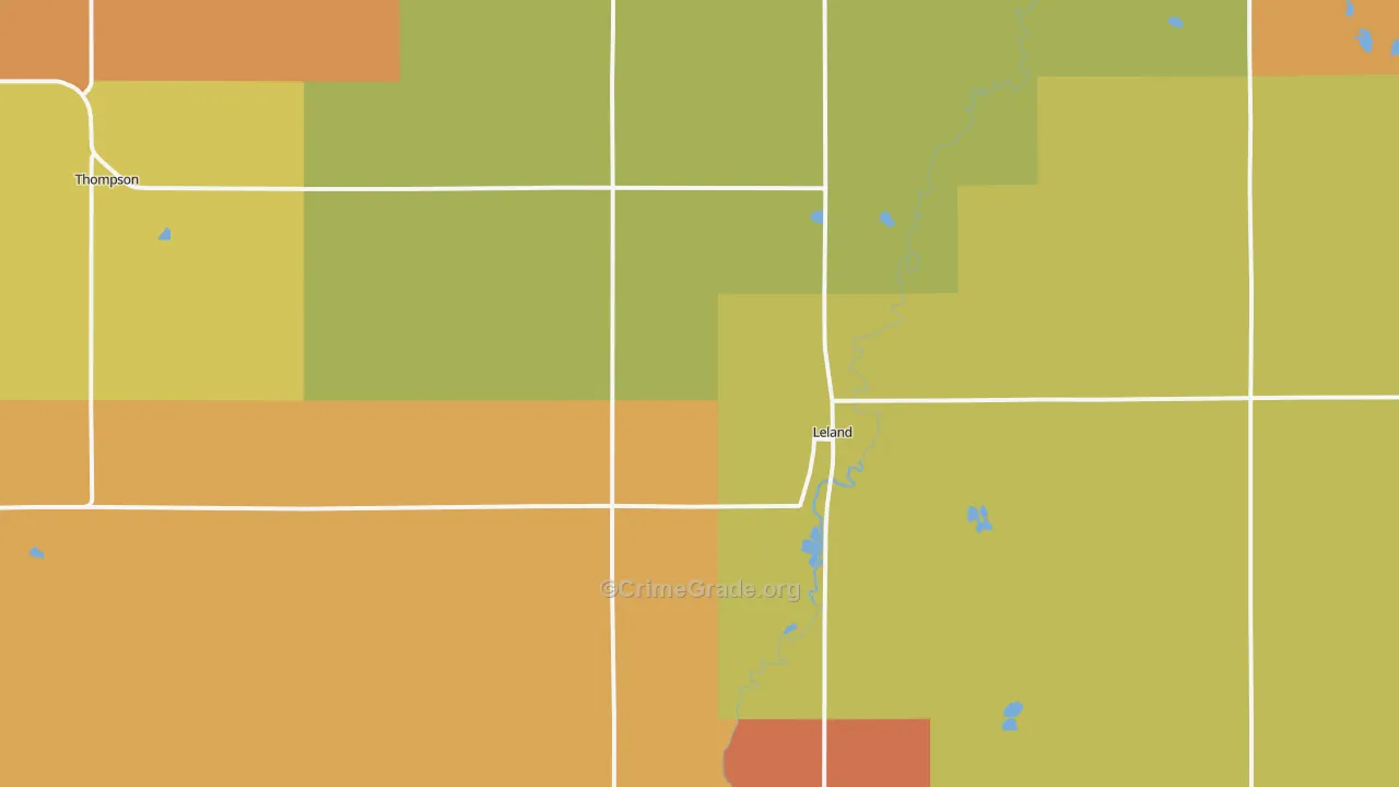 Leland, IA Map of Assault Rates