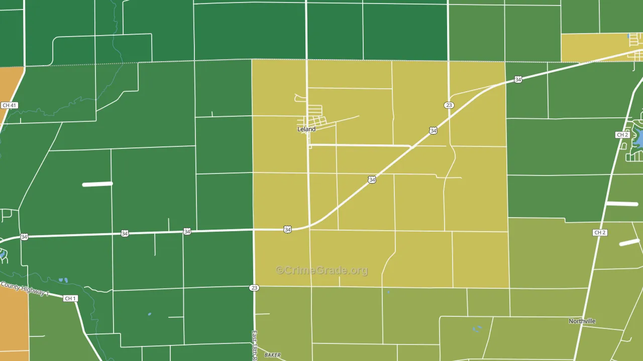 Leland, IL Map of Assault Rates