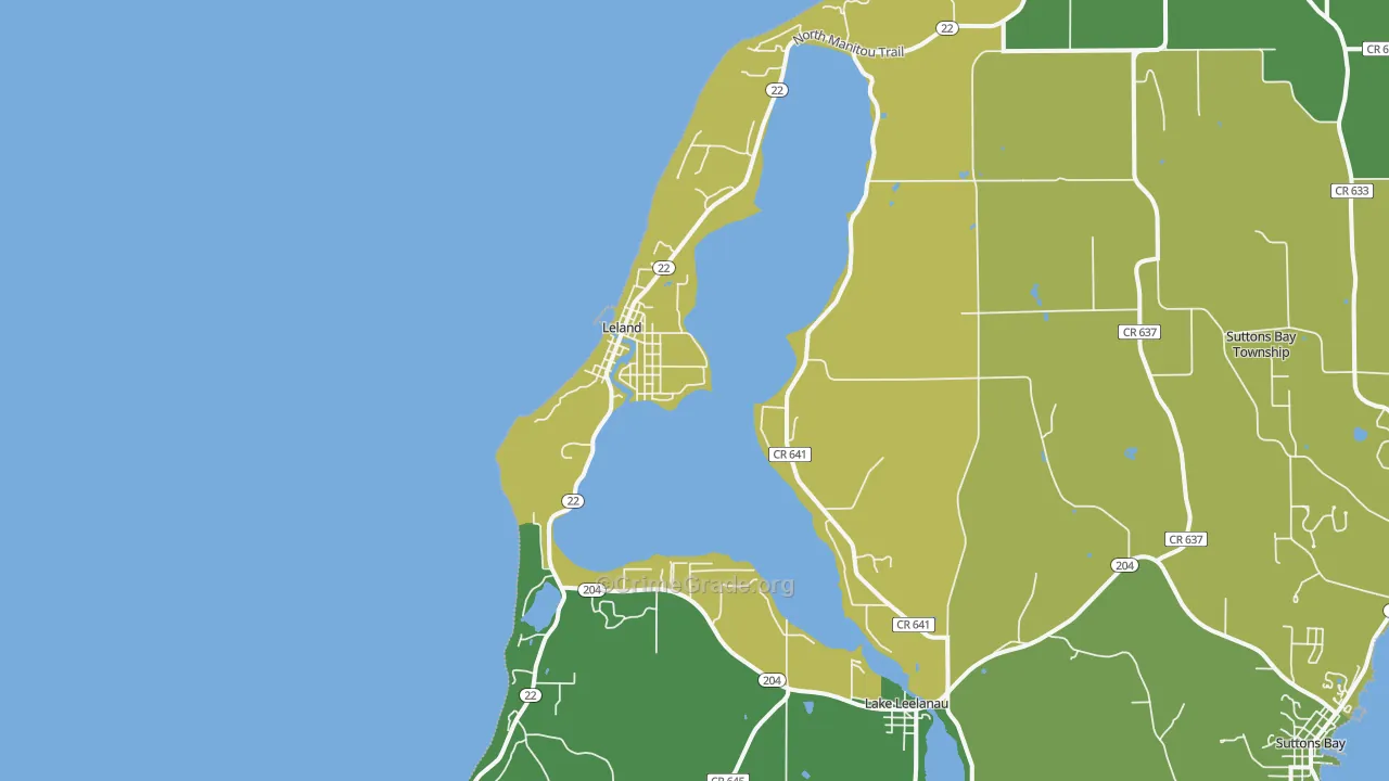 Leland, MI Map of Assault Rates