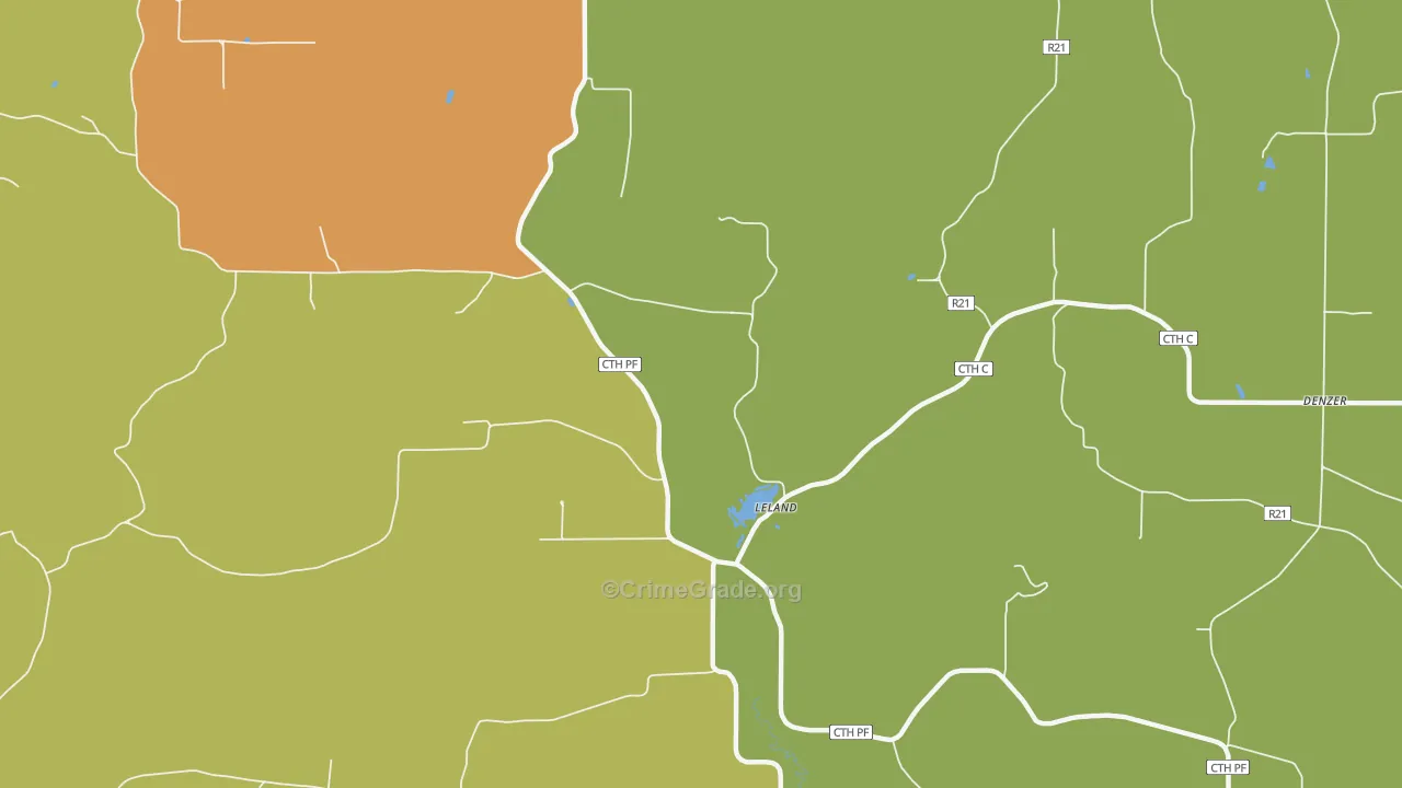 Leland, WI Map of Assault Rates
