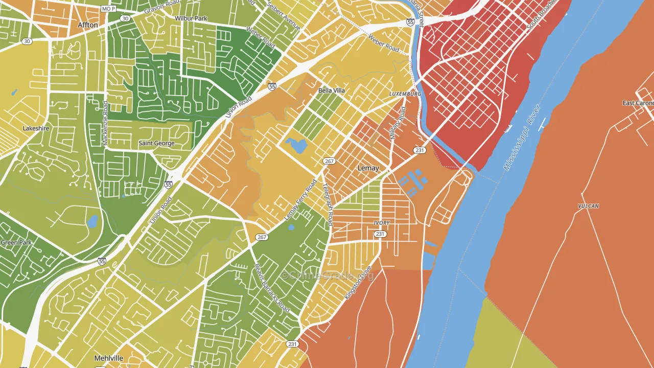 Lemay, MO Map of Assault Rates