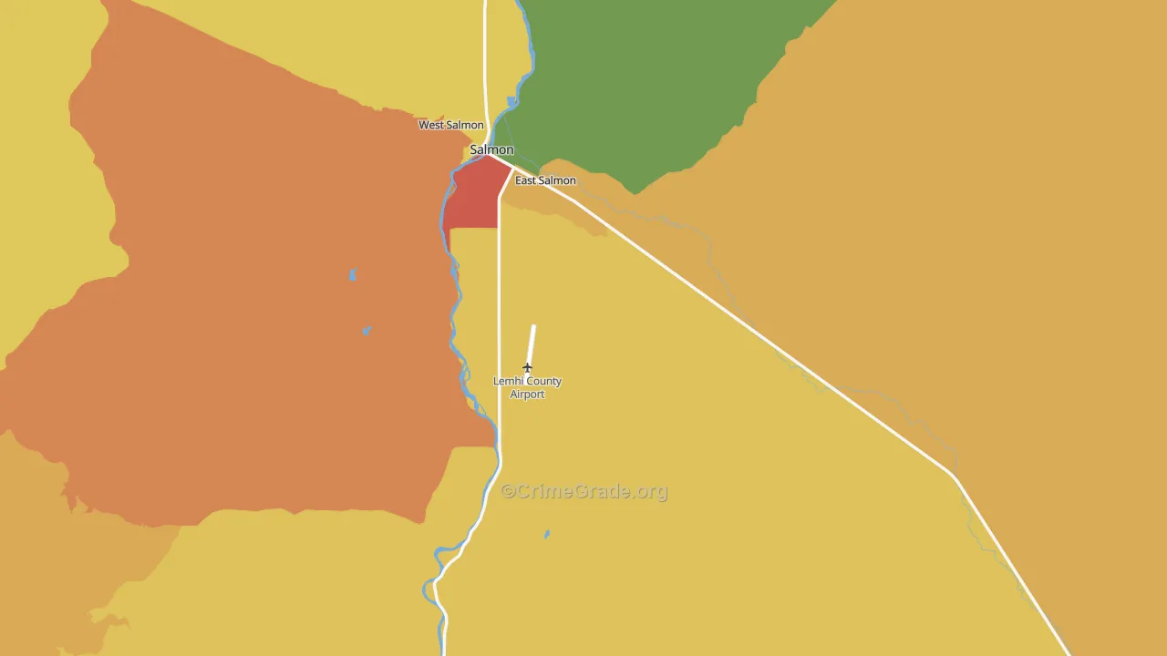 Lemhi County, ID Map of Assault Rates