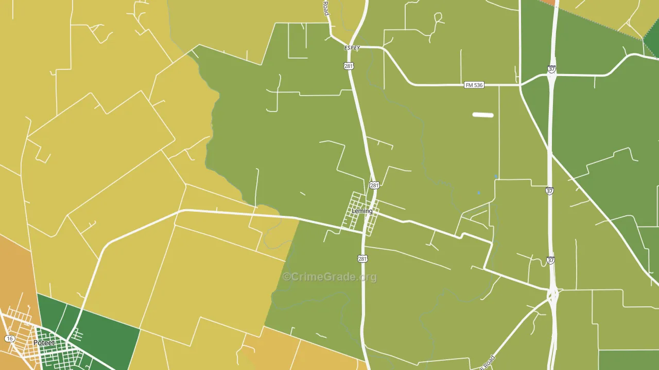 Leming, TX Map of Assault Rates