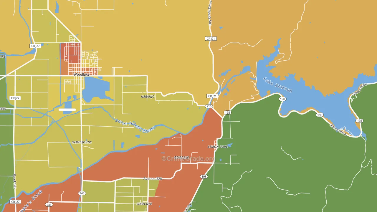 Lemon Cove, CA Map of Assault Rates