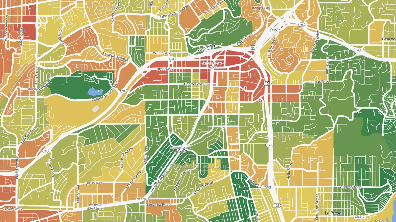 Lemon Grove, CA Map of Assault Rates