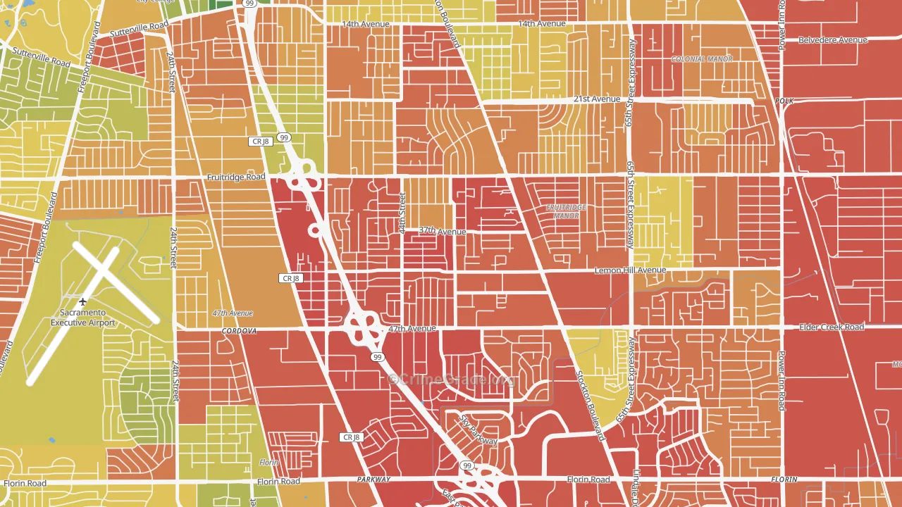 Lemon Hill, CA Map of Assault Rates