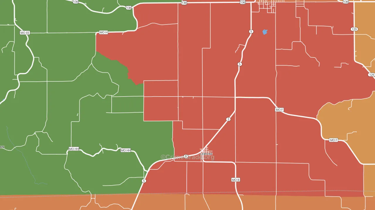 Lemons, MO Map of Assault Rates