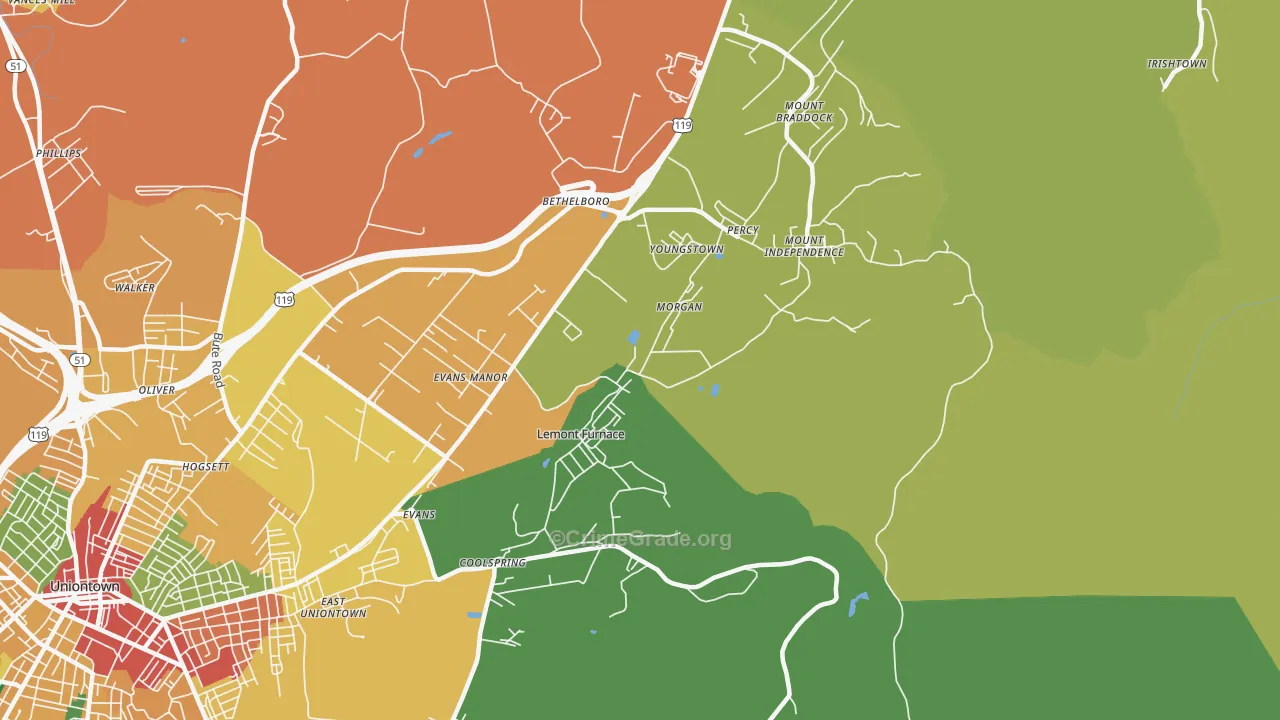 Lemont Furnace, PA Map of Assault Rates