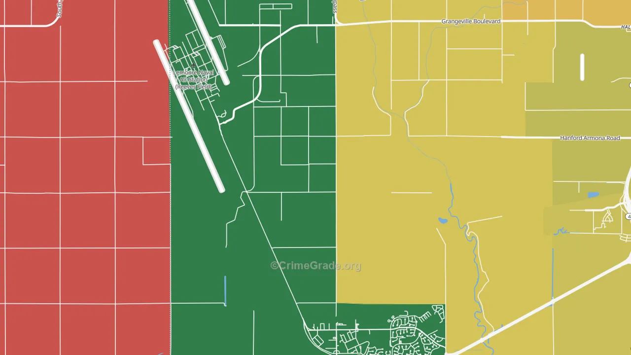 Lemoore Naval Air Station, CA Map of Assault Rates