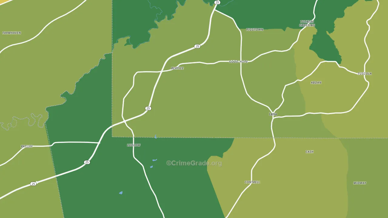 Lena, MS Map of Assault Rates