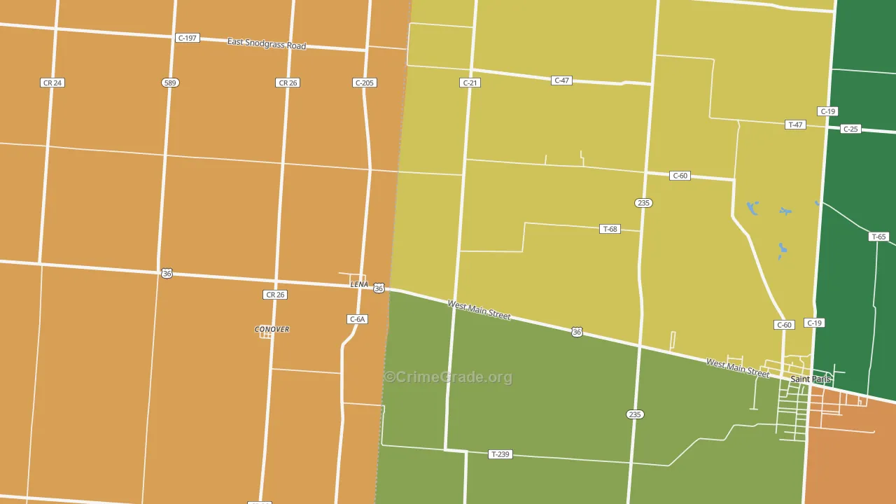 Lena, OH Map of Assault Rates