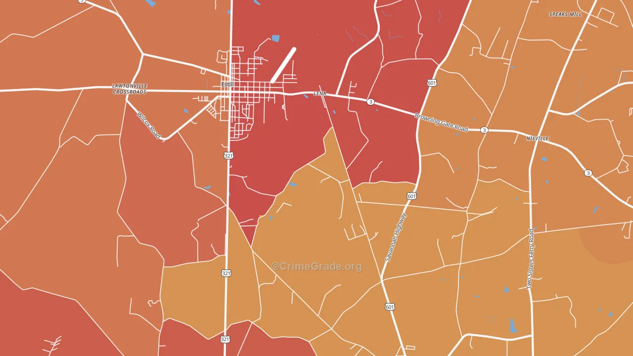 Lena, SC Map of Assault Rates