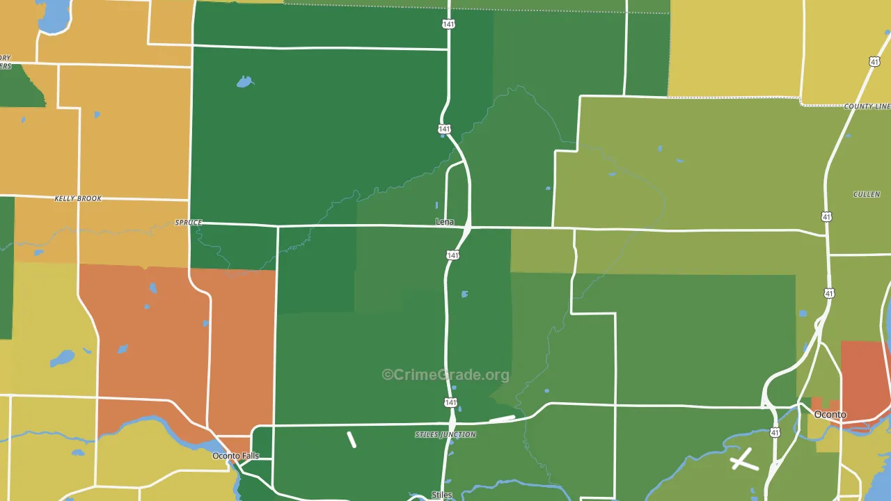 Lena, WI Map of Assault Rates