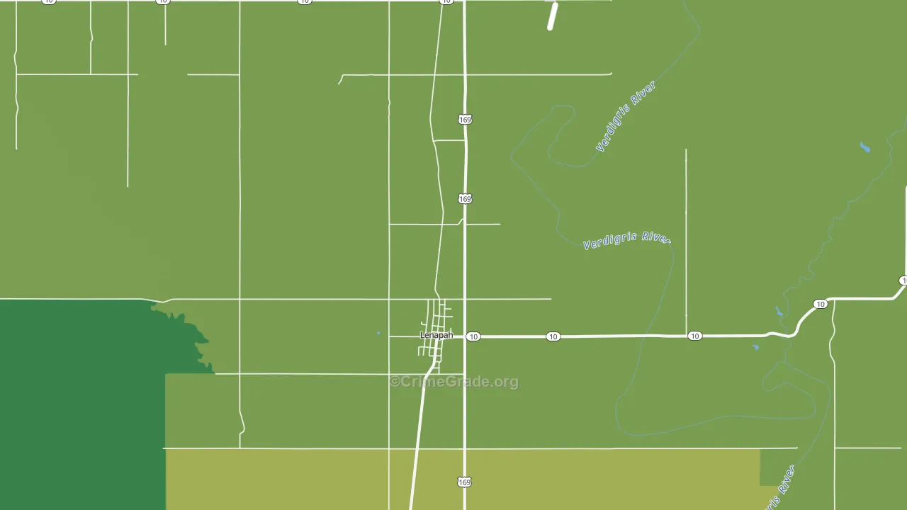 Lenapah, OK Map of Assault Rates