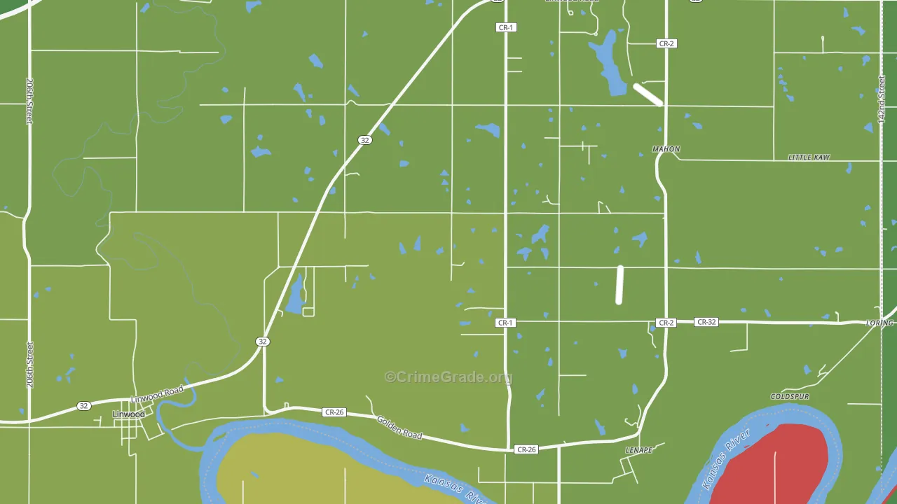 Lenape, KS Map of Assault Rates