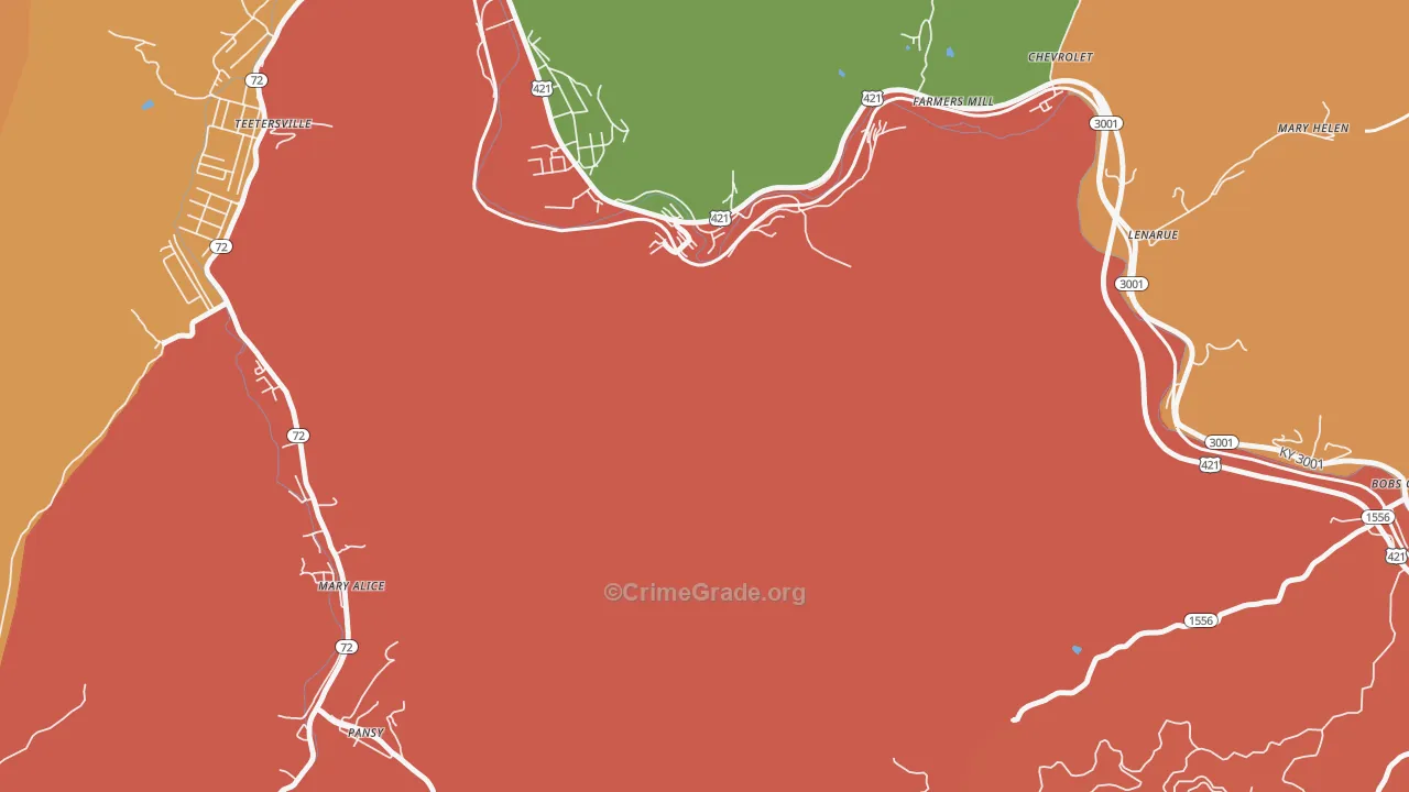 Lenarue, KY Map of Assault Rates