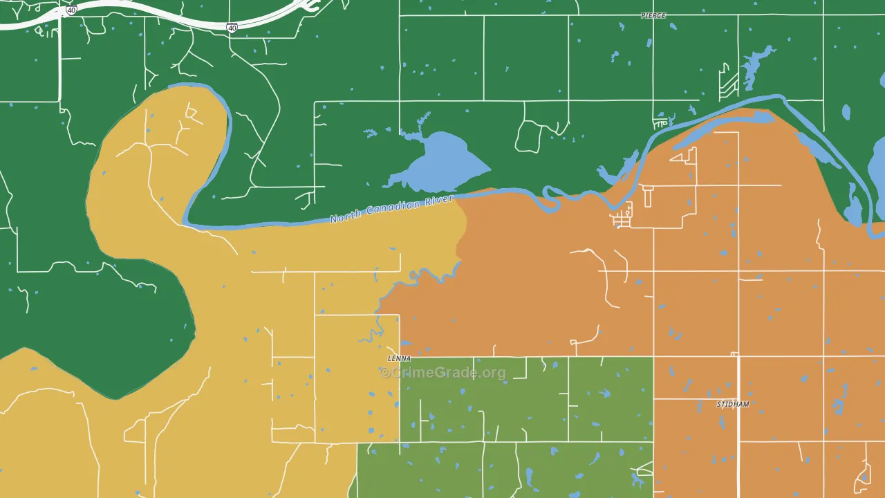 Lenna, OK Map of Assault Rates