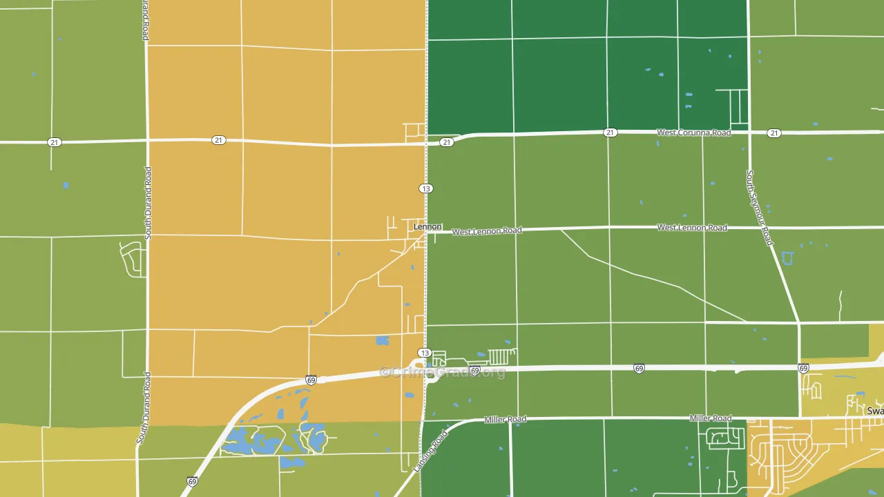 Lennon, MI Map of Assault Rates