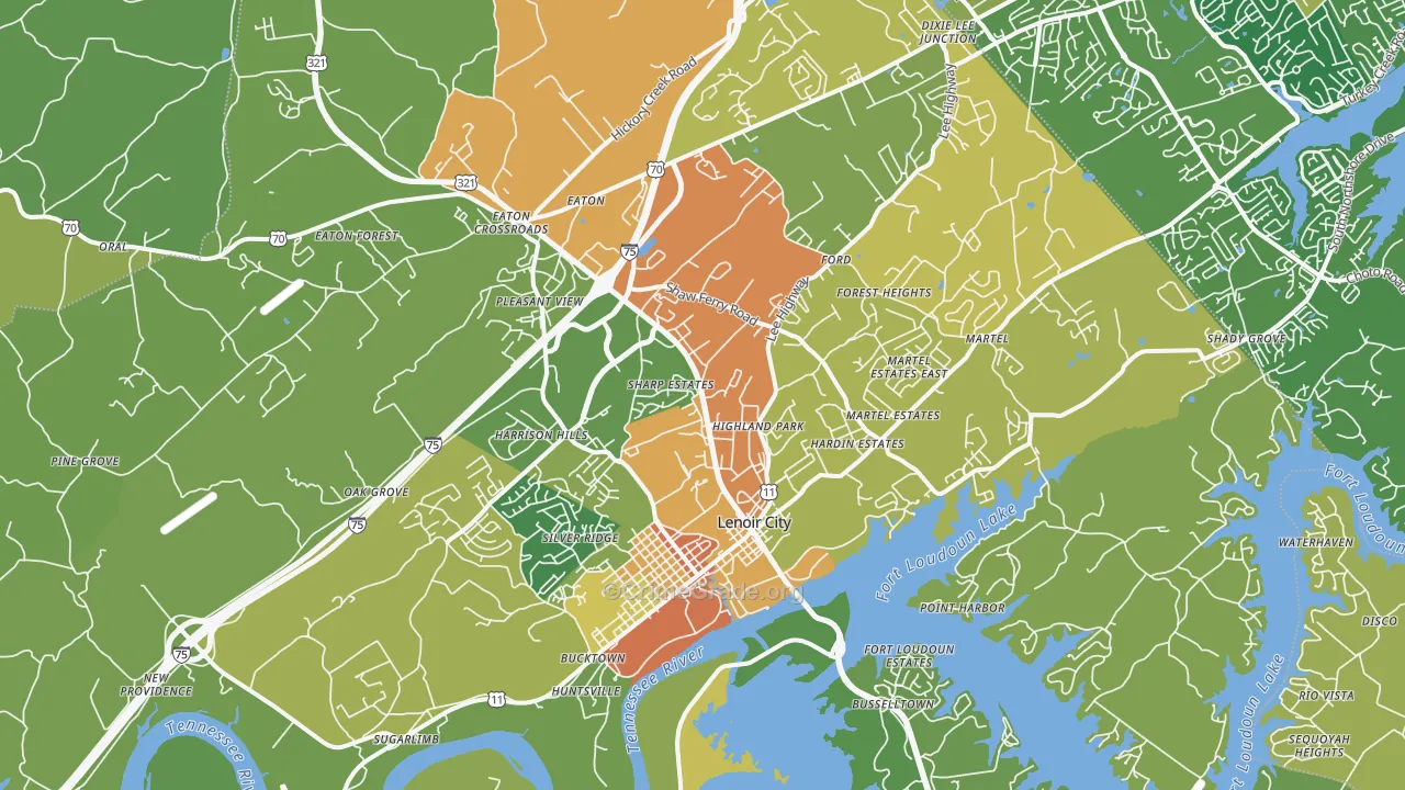 Lenoir City, TN Map of Assault Rates
