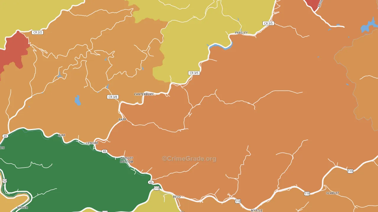 Lenore, WV Map of Assault Rates