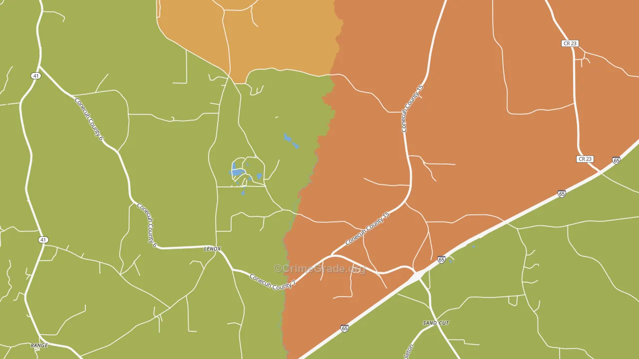 Lenox, AL Map of Assault Rates