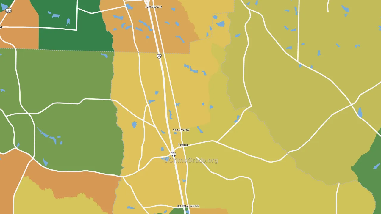 Lenox, GA Map of Assault Rates
