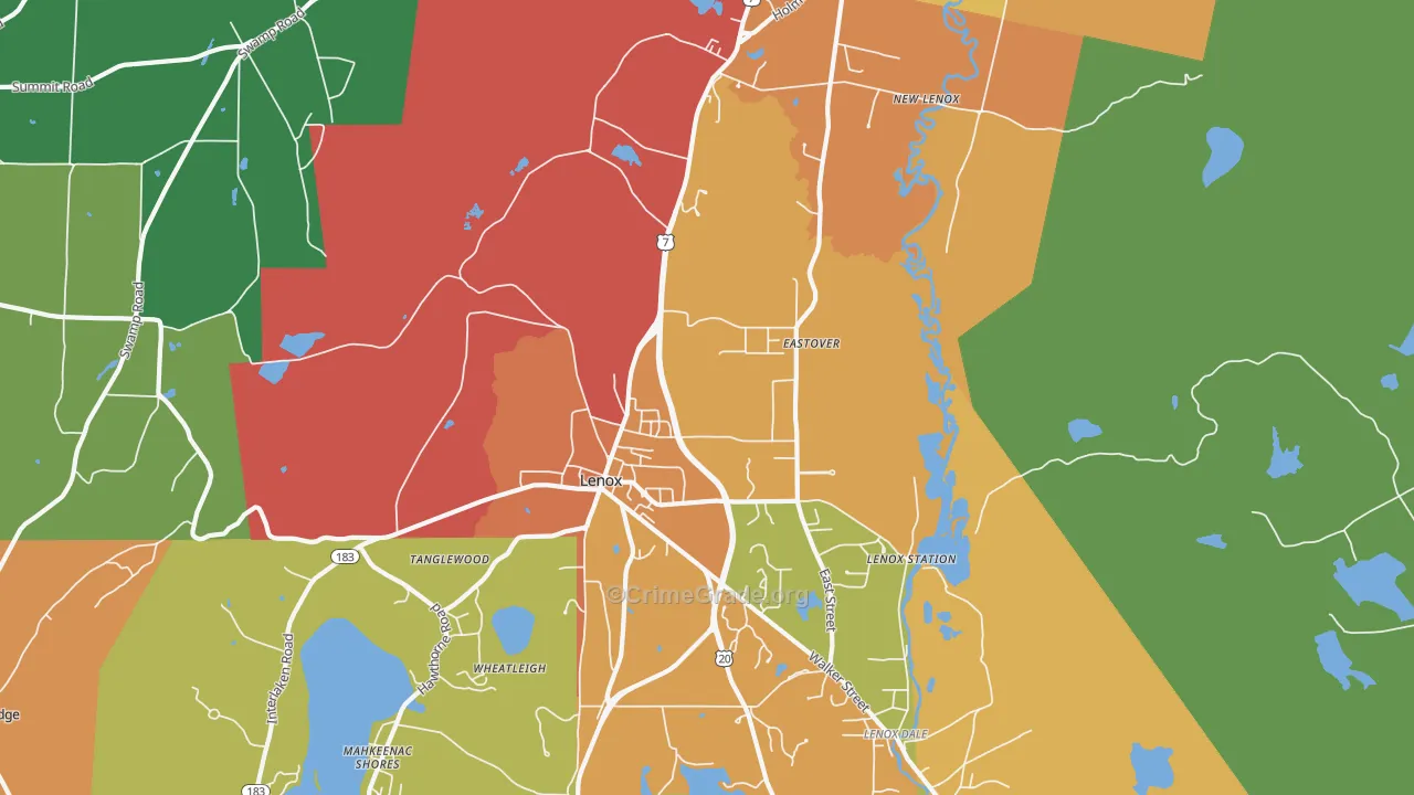 Lenox, MA Map of Assault Rates