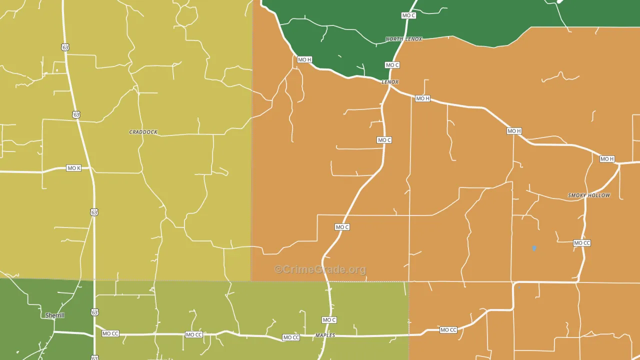 Lenox, MO Map of Assault Rates