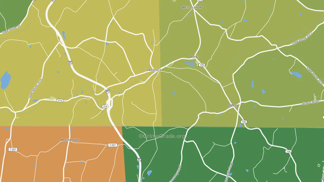 Lenoxville, PA Map of Assault Rates