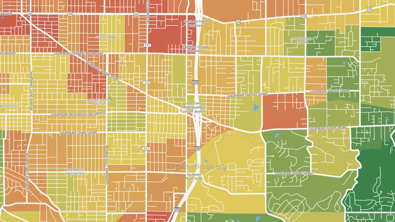 Lents, Portland, OR Map of Assault Rates