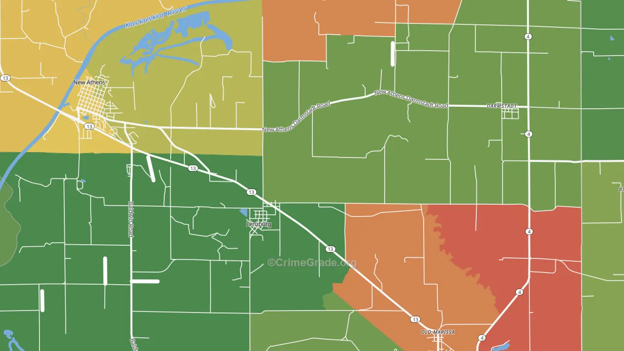 Lenzburg, IL Map of Assault Rates