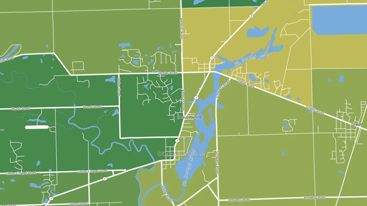 Leo-Cedarville, IN Map of Assault Rates