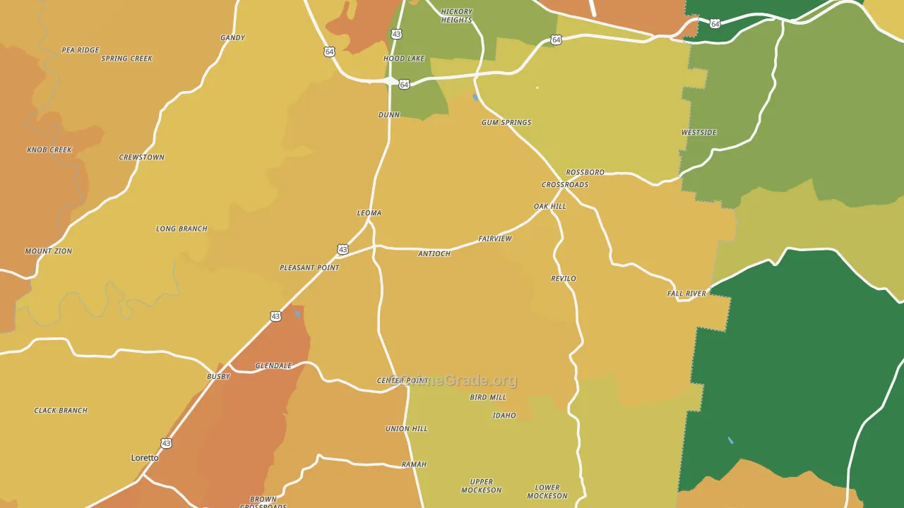 Leoma, TN Map of Assault Rates