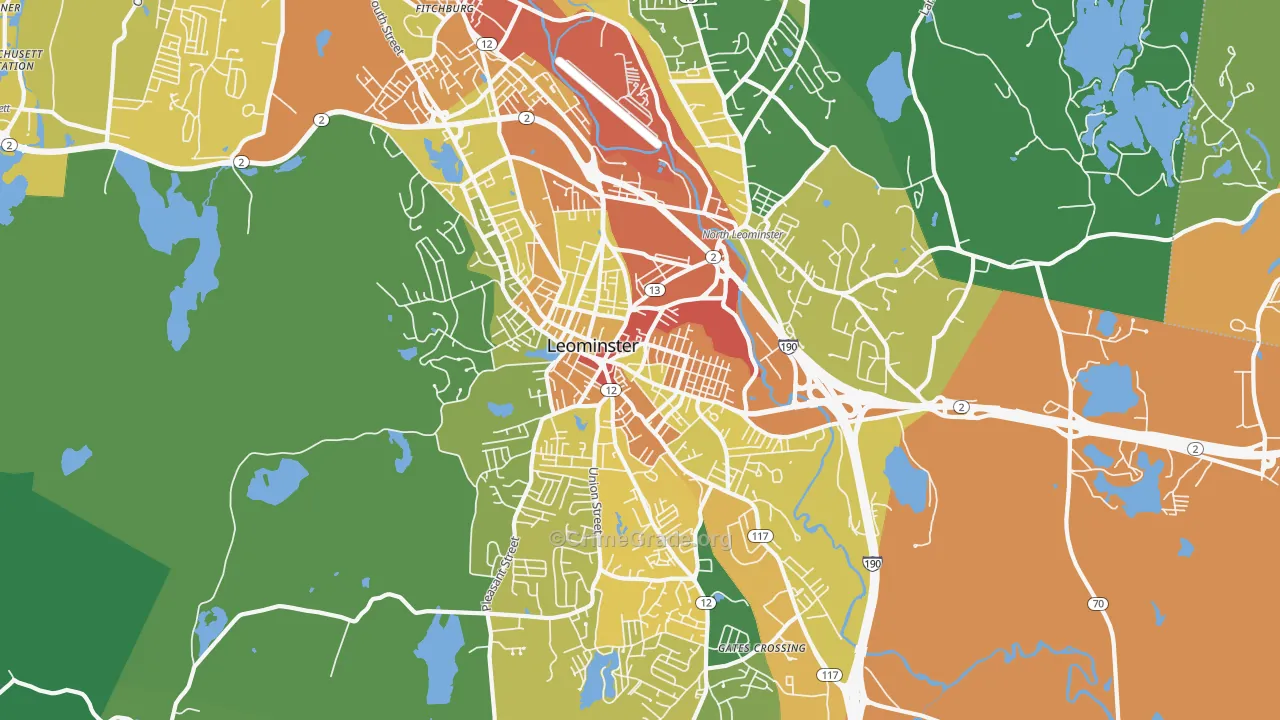 Leominster, MA Map of Assault Rates