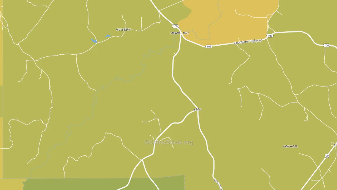 Leon, AL Map of Assault Rates