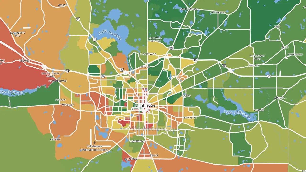 Leon County, FL Map of Assault Rates