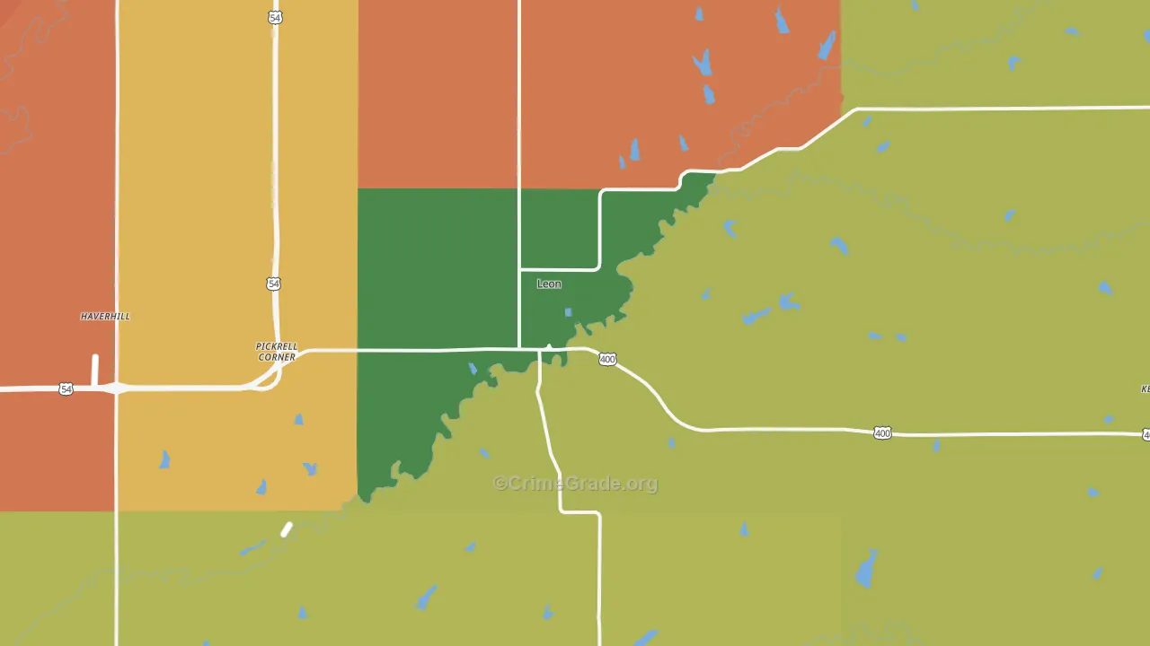 Leon, KS Map of Assault Rates
