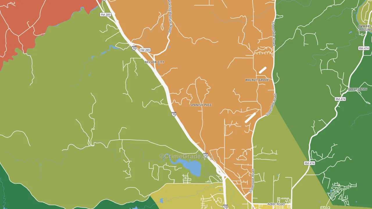Leon Springs, TX Map of Assault Rates
