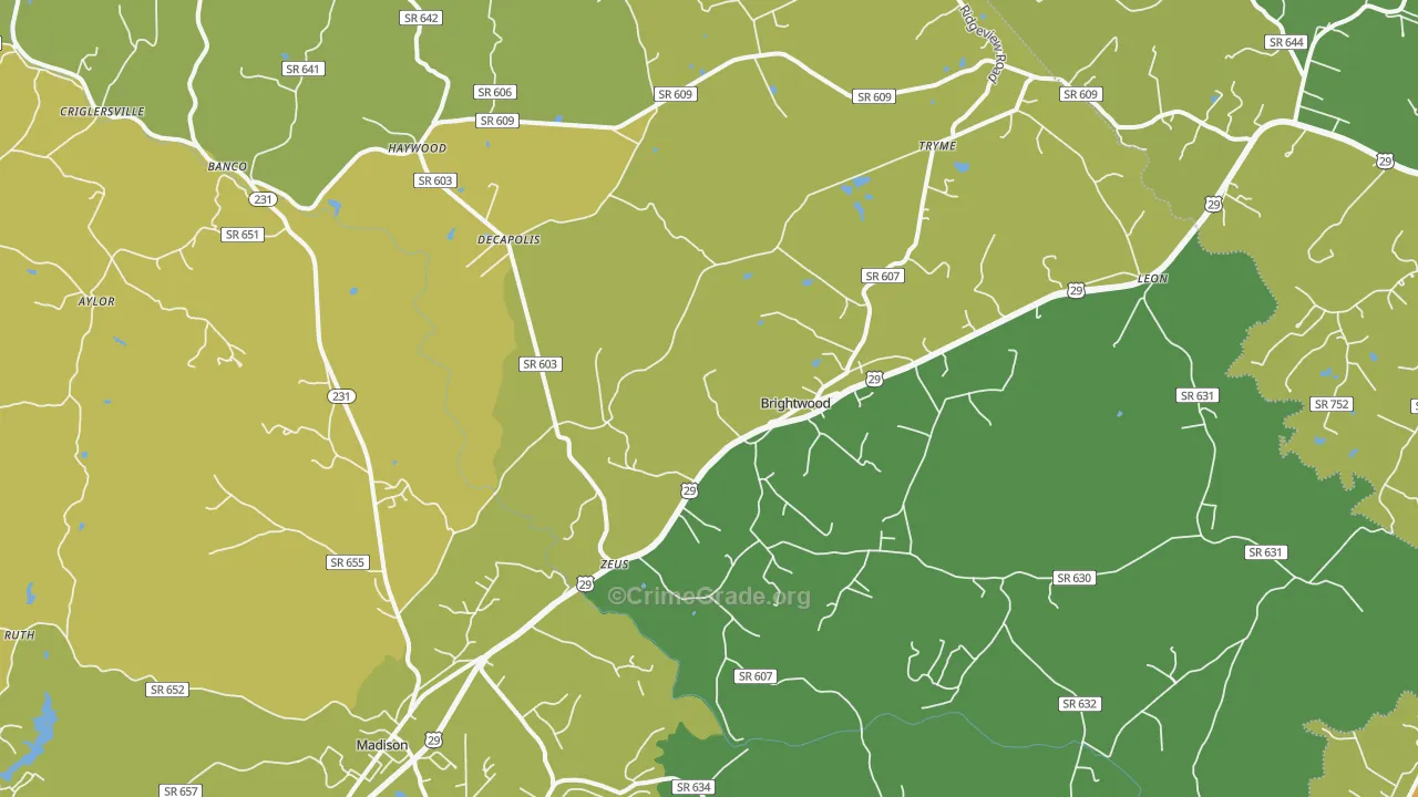 Leon, VA Map of Assault Rates