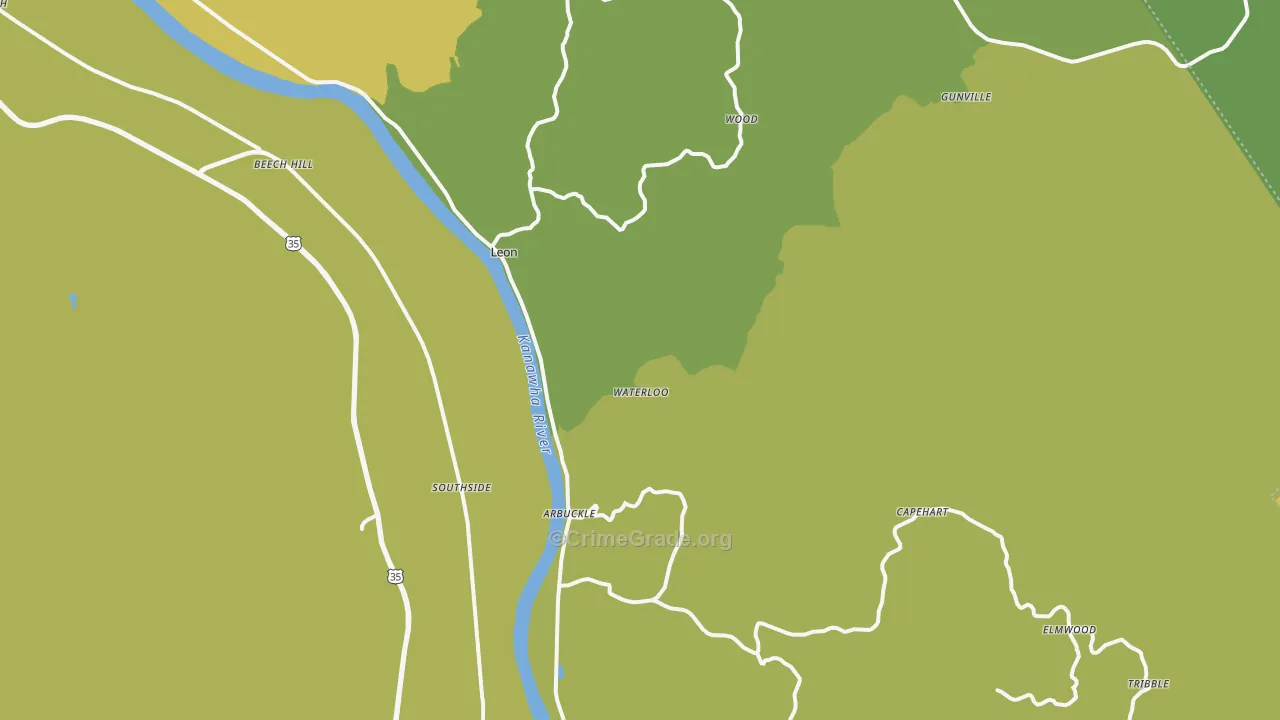 Leon, WV Map of Assault Rates
