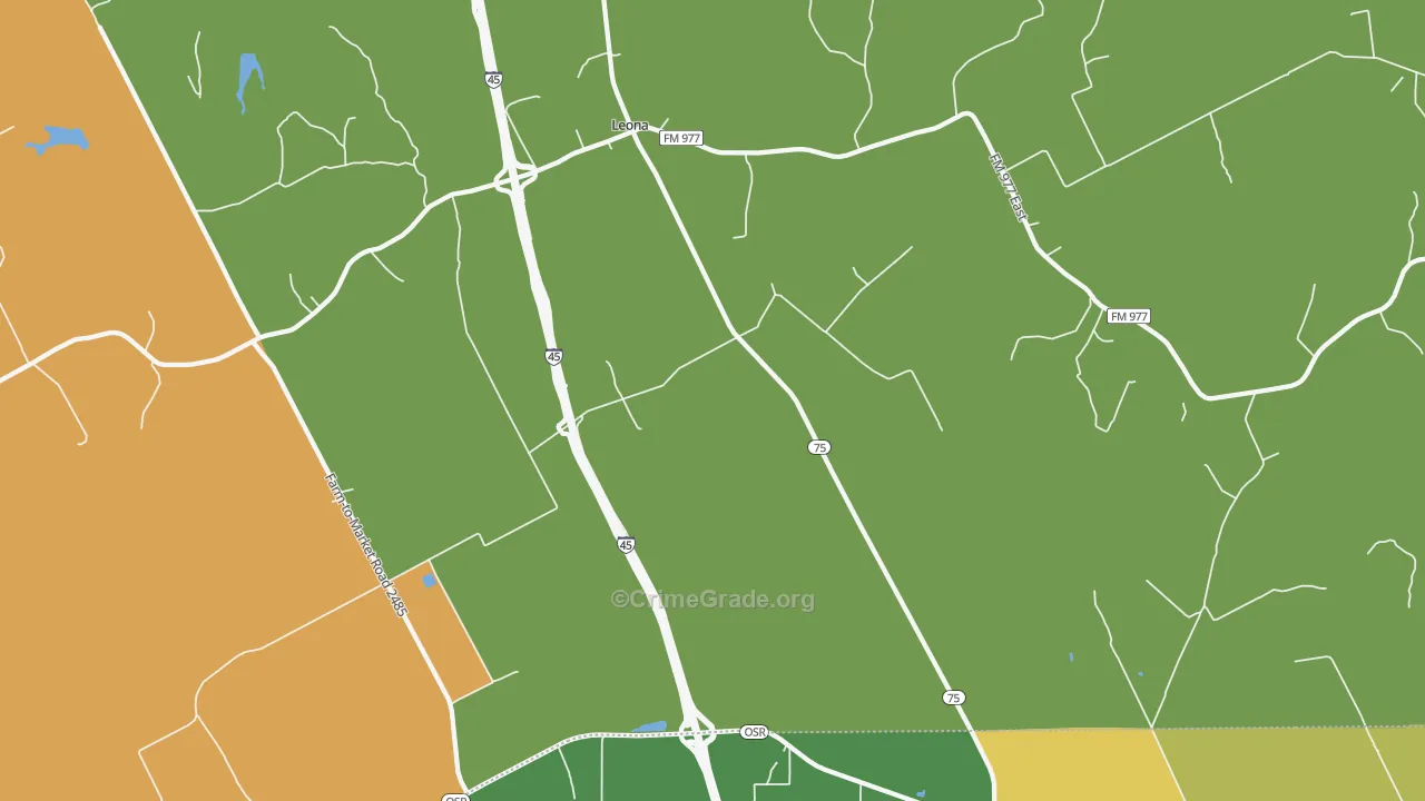 Leona, TX Map of Assault Rates
