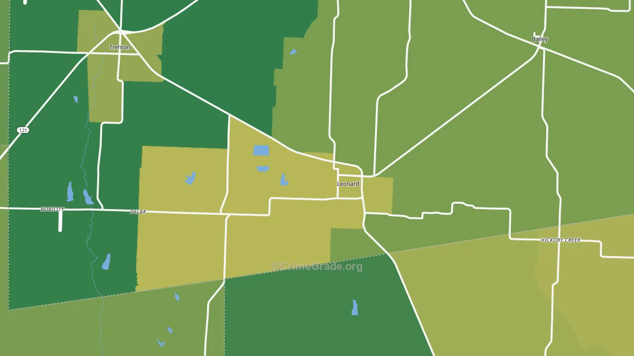 Leonard, TX Map of Assault Rates