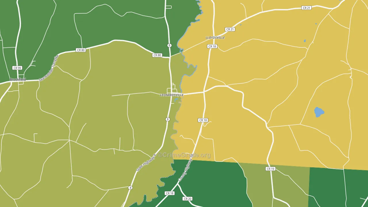 Leonardsville, NY Map of Assault Rates