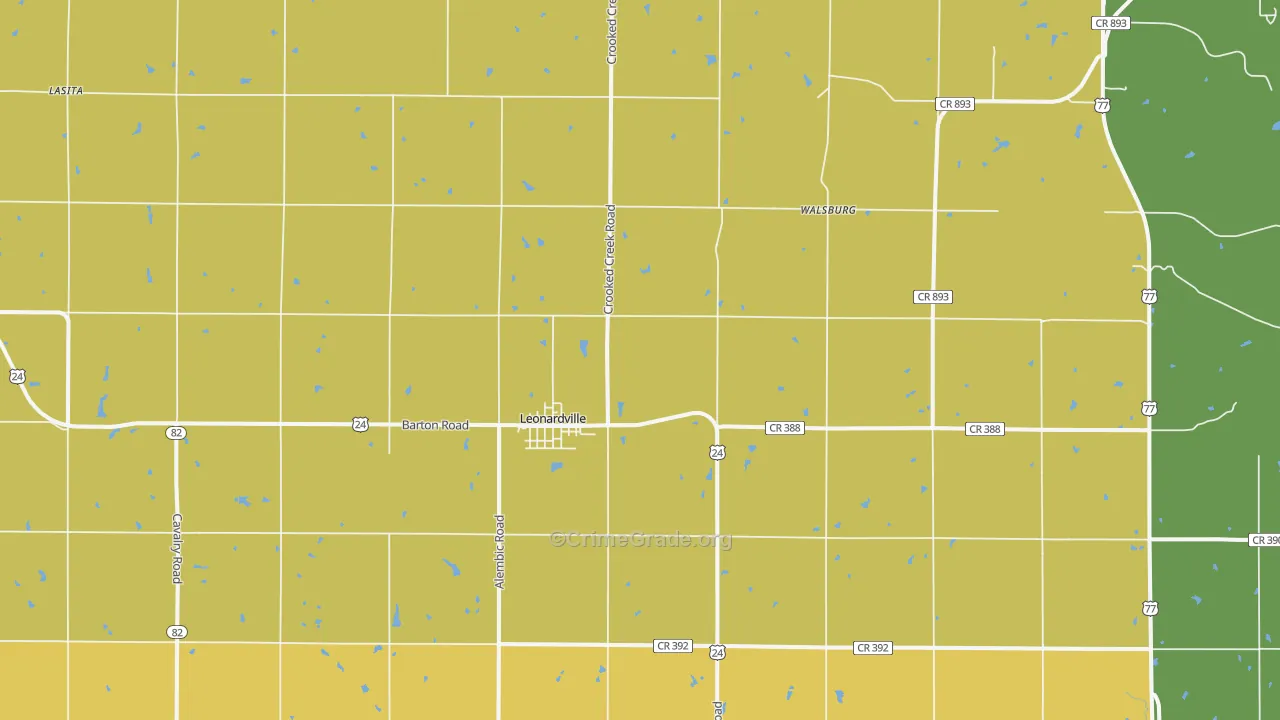 Leonardville, KS Map of Assault Rates